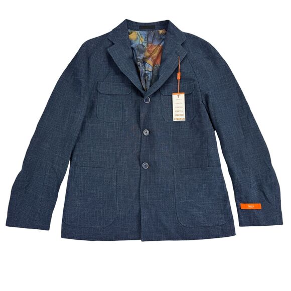 Tallia Mens Slim Fit Lightweight Raglan Sport Coat Navy Blue 38S - Picture 1 of 5